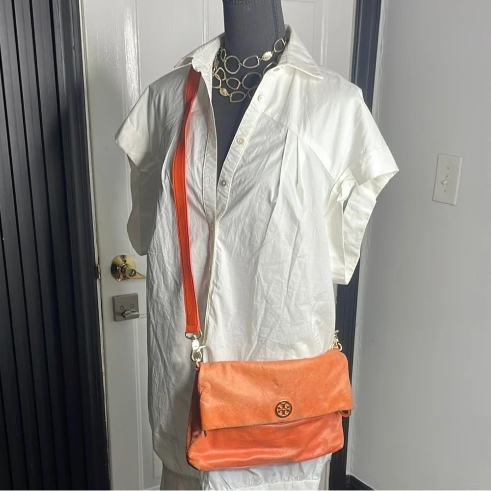 Tory Burch 3 way Orange Leather Crossbody Bag